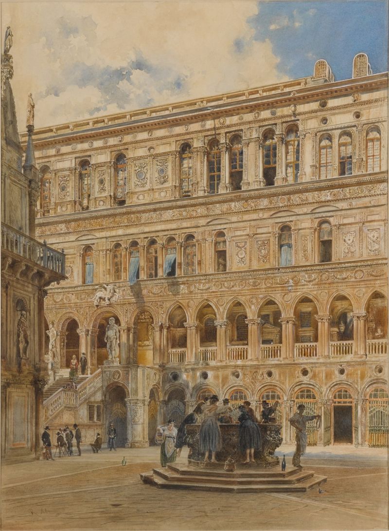 Courtyard of the Doge’s Palace, oil on canvas by Rudolf von Alt