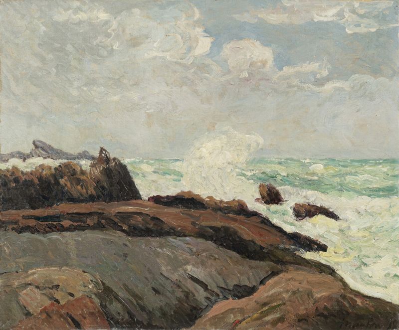 Marine scene with crashing waves by Maxime Maufra, oil painting, 1898
