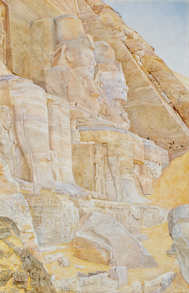 Temple of Ramses II by Henry Roderick Newman, oil on canvas, featuring majestic pillars and sunlight