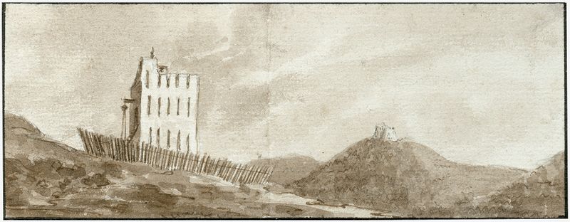 Landscape featuring twilight and hills by Otto Howen, medium unknown