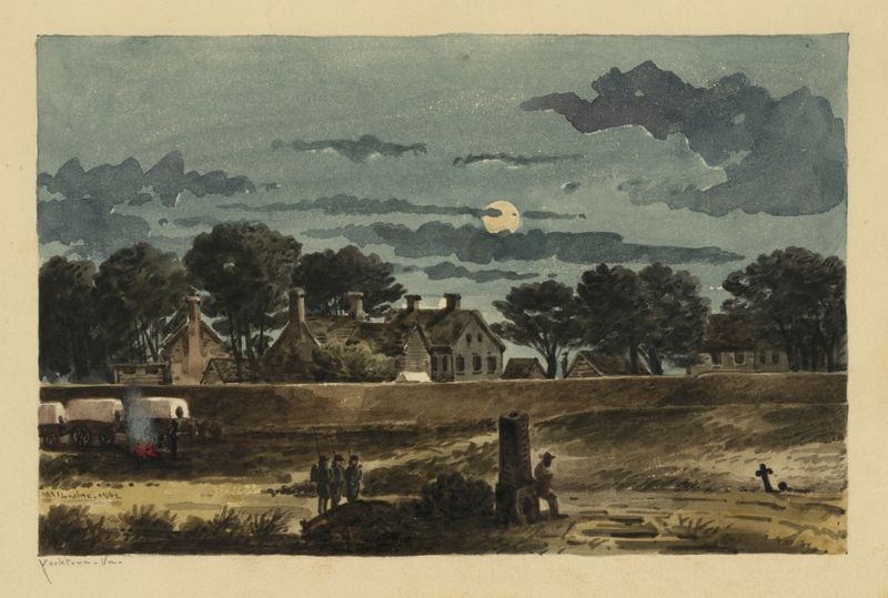 Yorktown, Va. de William McIlvaine, pintura al óleo que representa un paisaje sereno
