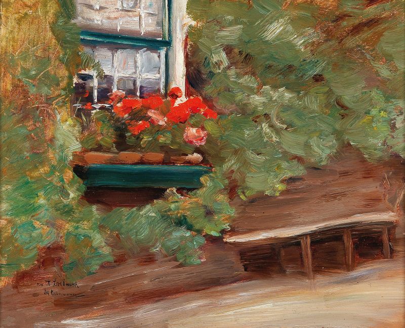 Paisagem com uma fazenda no campo holandês, pintura a óleo de Max Liebermann