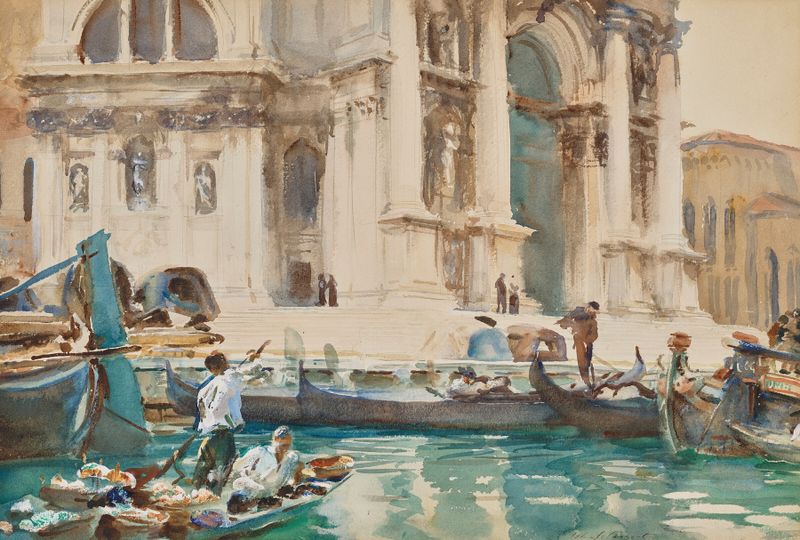 The Façade of La Salute, Venice by John Singer Sargent, oil painting