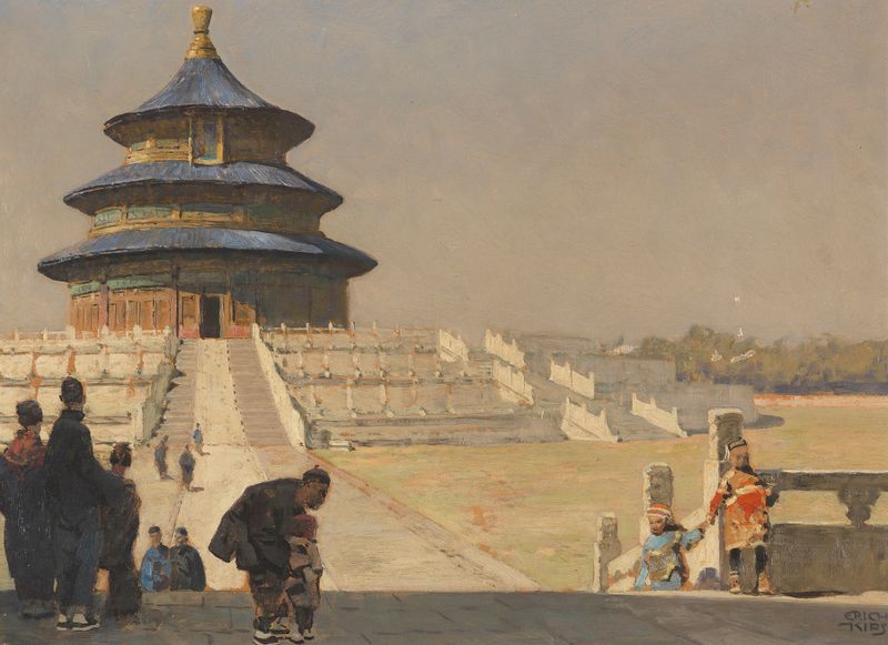 The Temple of Heaven in Beijing, oil on canvas by Erich Kips