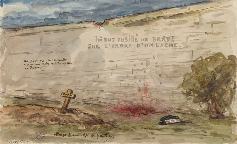 Escena histórica con un soldado caído, óleo de Armand Gautier