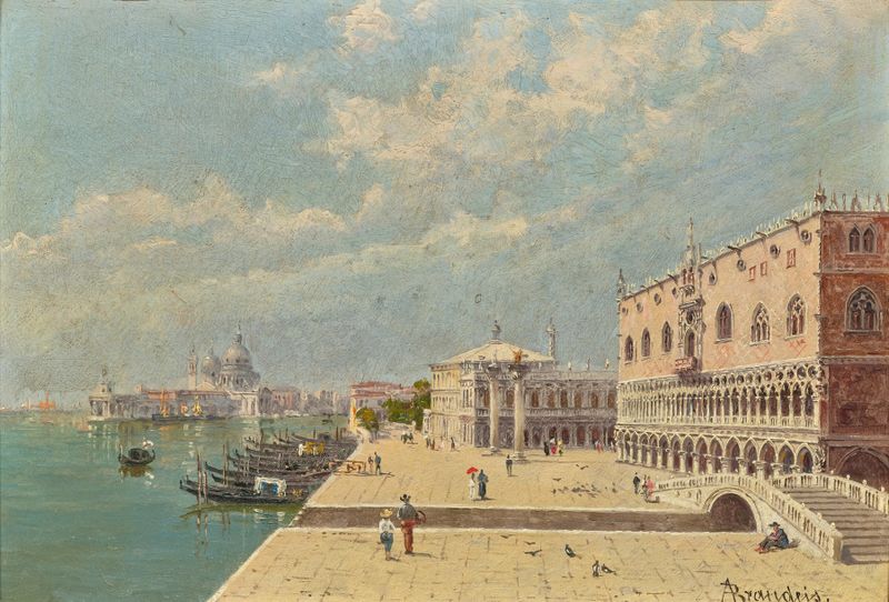 View of Venice, oil on canvas by Antonietta Brandeis depicting the lagoon and iconic architecture.