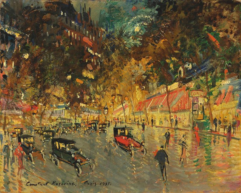 Paisagem de Grands Boulevards, pintura a óleo de Konstantin Alexeevich Korovin