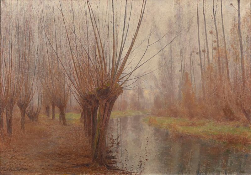Landscape with a river in autumn by Paul Bocquet, oil painting