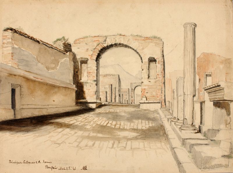 Principal Entrance To The Forum, Pompeii, oil on canvas by Miner Kilbourne Kellogg