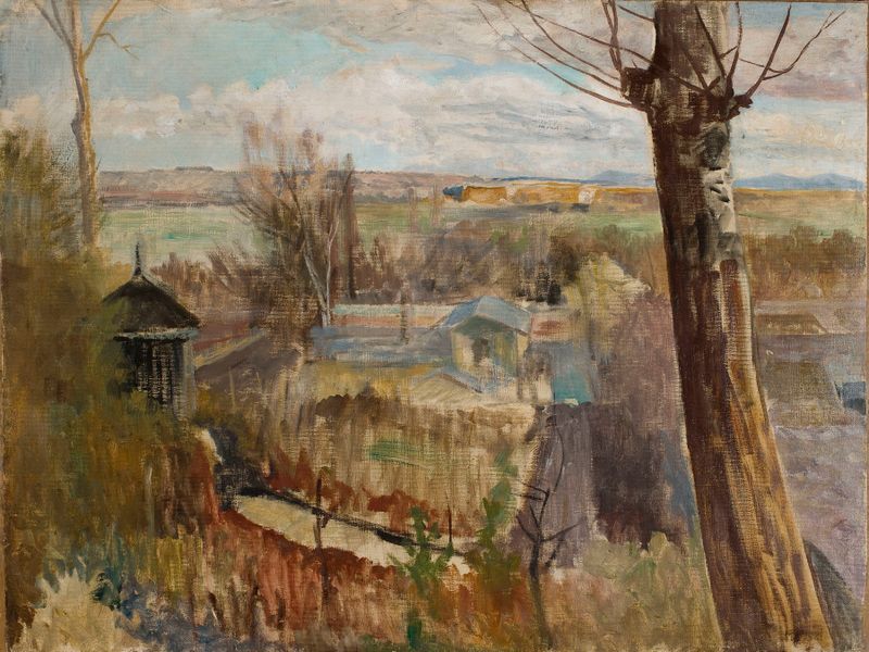 Landscape from Salwator by Jacek Malczewski, oil painting depicting hills and clouds.