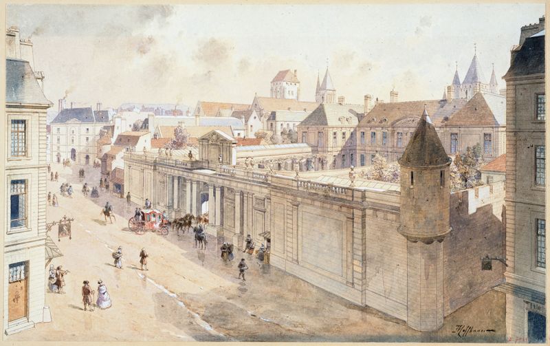Architectural facade of Le palais du Grand Prieur au Temple, en 1770 by Fédor Hoffbauer