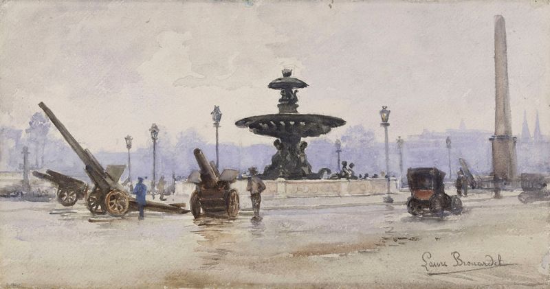 La place de la Concorde pendant la Grande Guerre, oil on canvas by Laure Brouardel
