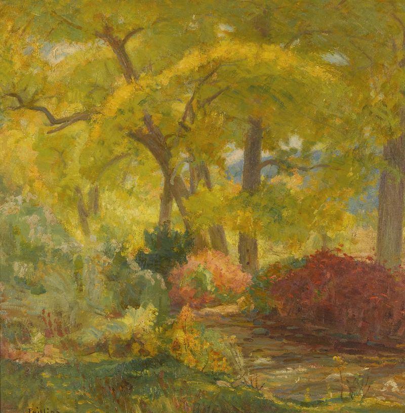 Meadow with Trees and Flowers de Bert Geer Phillips, óleo sobre tela