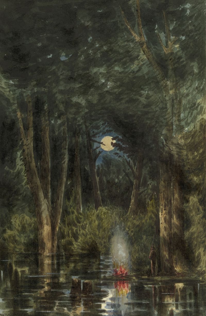 Landscape of Chickahominy Swamp by William McIlvaine, oil painting