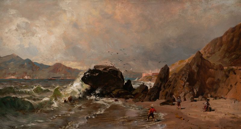 A View of Fort Point from Baker Beach, óleo sobre tela de Thomas Hill