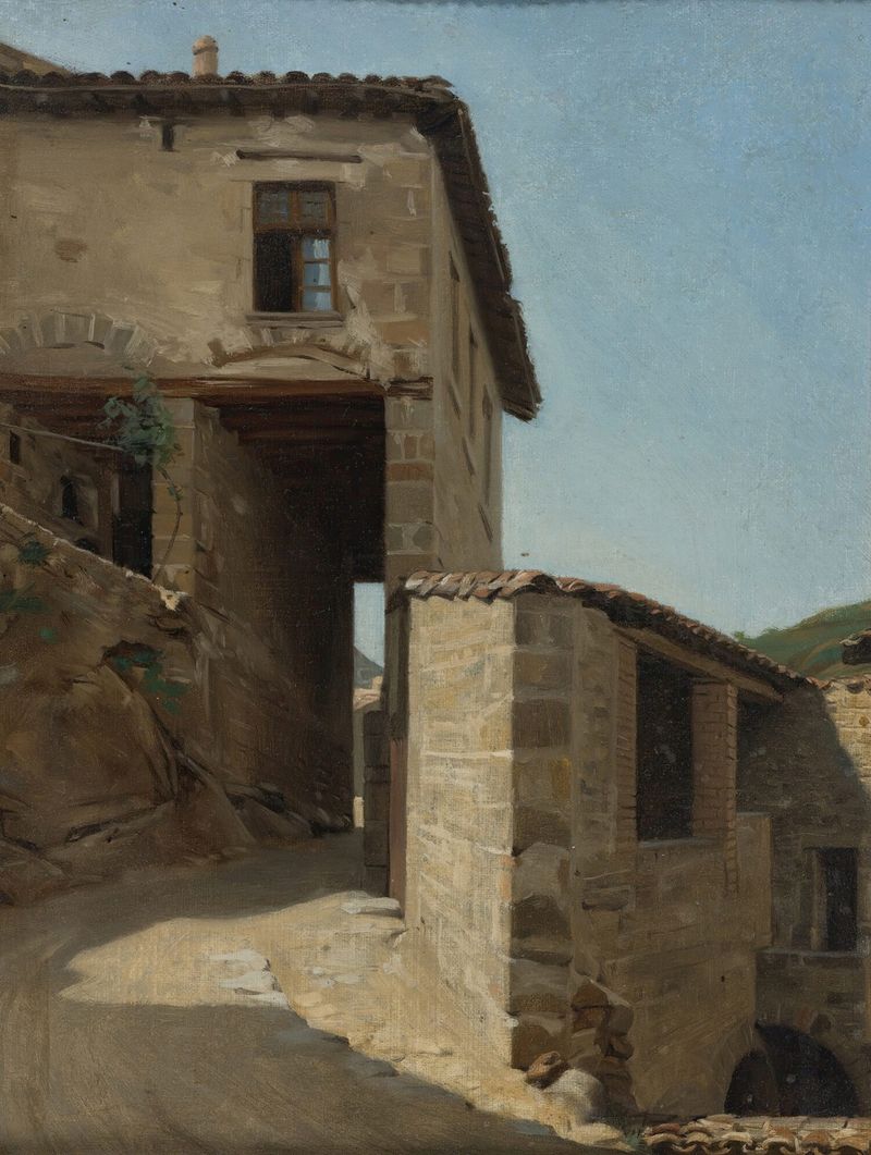 Landscape oil painting by Jean Lecomte du Nouÿ depicting Malleval at sunset