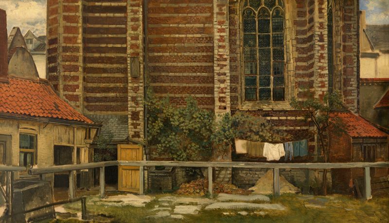 Interior of The Chapel of Grace in Antwerp, oil on canvas by Henri de Braekeleer