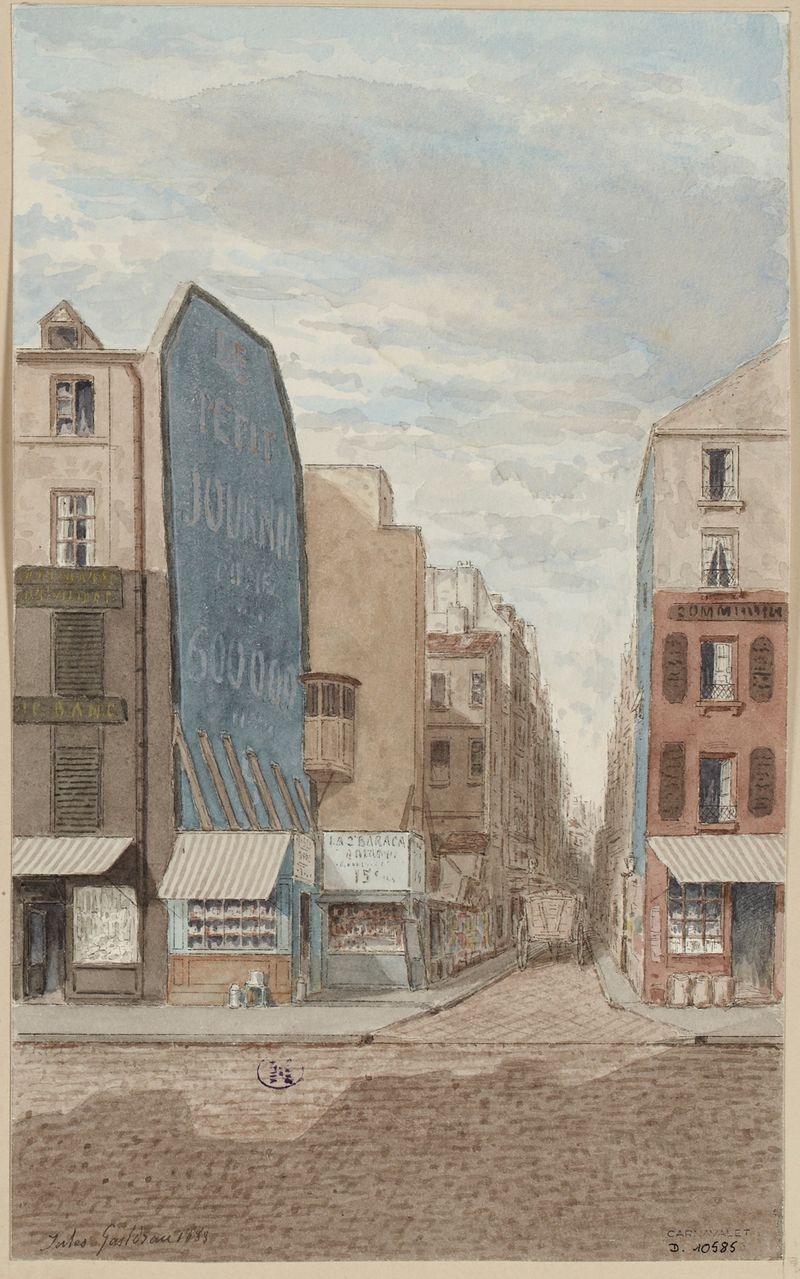 Landscape oil painting by Jules Gaildrau depicting a Paris street.