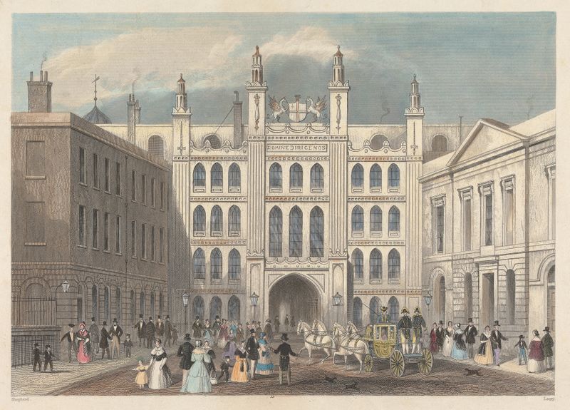 Guildhall, King Street by Thomas Hosmer Shepherd, oil on canvas depicting a historic stone façade.