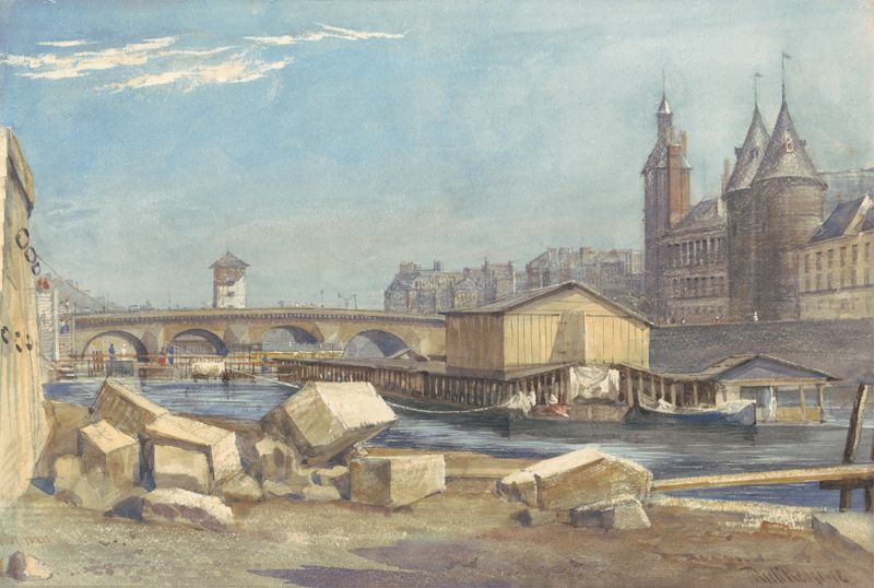 Landscape of Ile de la Cité and Conciergerie, oil on canvas by Richard Redgrave