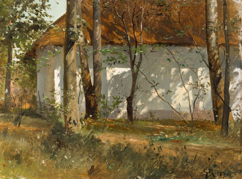 A barn in a rural landscape, oil painting by Gustaf Rydberg