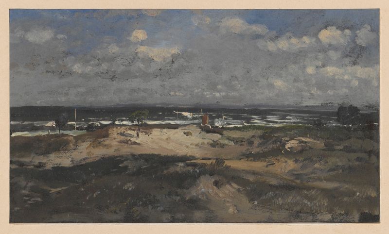 Seashore in Ahlbeck de Adolf Dressler, Romanticismo, retratando ondas e horizonte