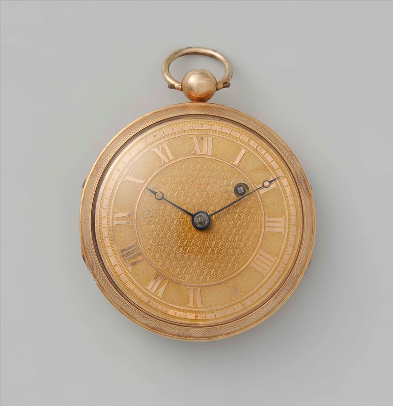 Grabado de Unknown Artist que representa un reloj simbolizando silencio y tensión.