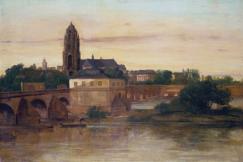 Vista de Frankfurt con el Puente Viejo, óleo sobre lienzo de Gustave Courbet