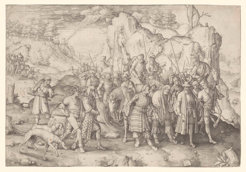 Gravura de Lucas van Leyden retratando a conversão de Saulo com luz dramática.