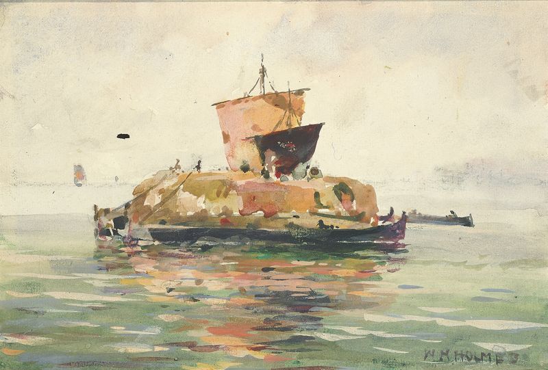 Venetian Freight Boats, aquarela sobre papel de William Henry Holmes