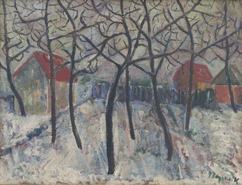 Trees in a garden by Cyprián Majerník, impressionism