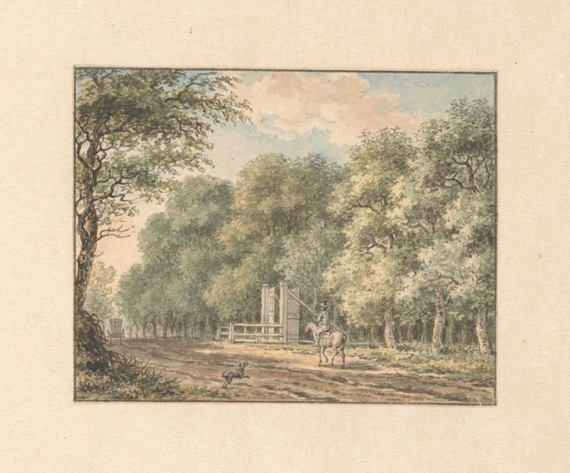 Landscape oil painting by Jan Evert Grave depicting a traveler on Amstelveense Weg