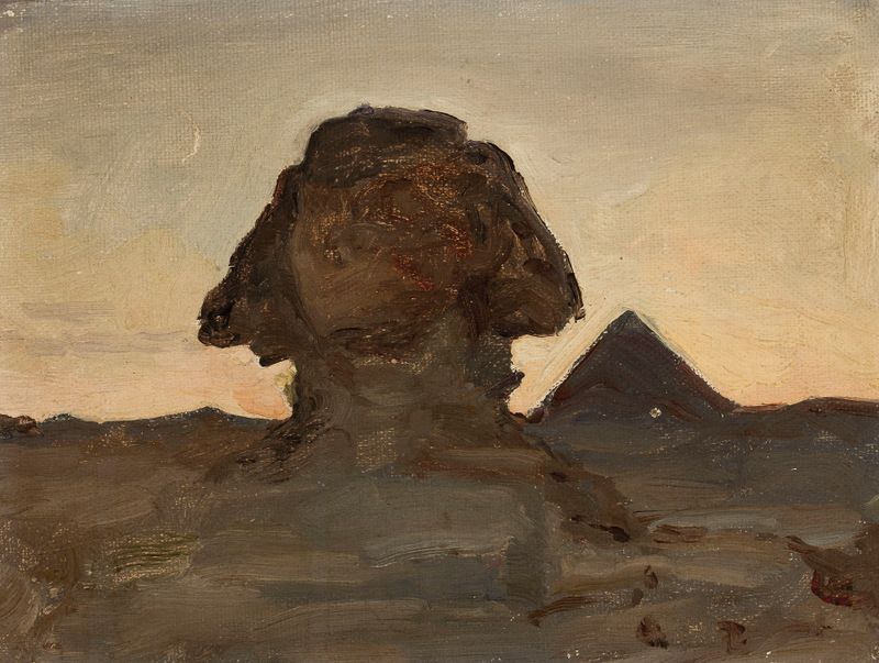 Sphinx by the Moonlight, pintura a óleo de Jan Ciągliński, mostrando o antigo monumento sob a luz da lua.