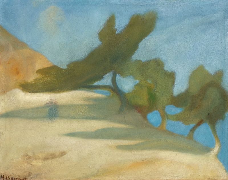 Landscape with trees by Michalis Oikonomou, medium unknown