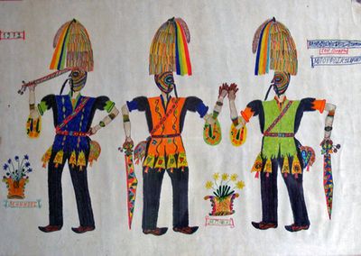 Folk art depicting Koudounoforoi by Konstantinos Boufos