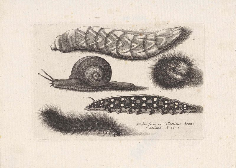 Gravura de Wenceslaus Hollar com cerejas e um caracol