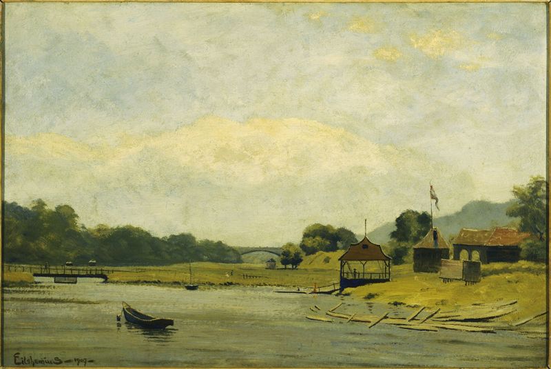Expresionismo figurativo de Louis Michel Eilshemius, que representa figuras caóticas y un cielo vibrante.