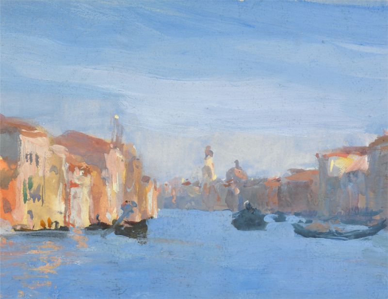 Venecia 2 pintura al óleo de Hercules Brabazon Brabazon que muestra canales luminosos y reflejos.