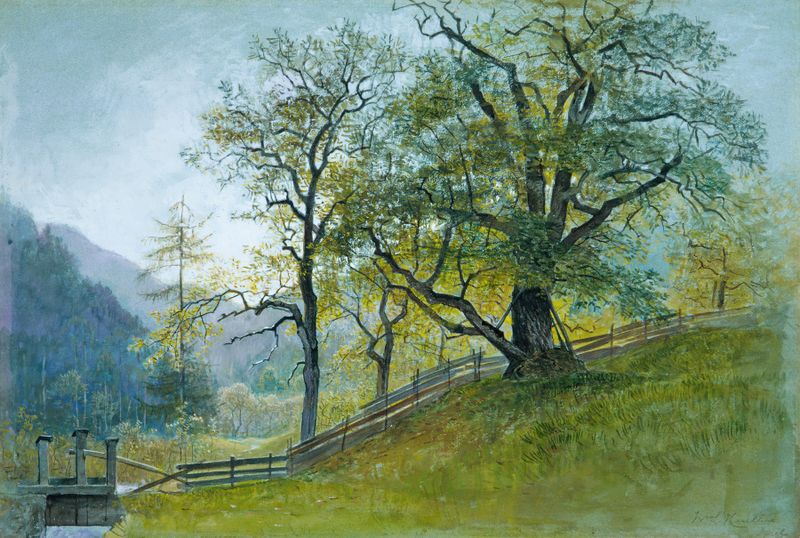 Paisagem de Vahrn em Tirol perto de Brixen, óleo sobre tela de William Stanley Haseltine