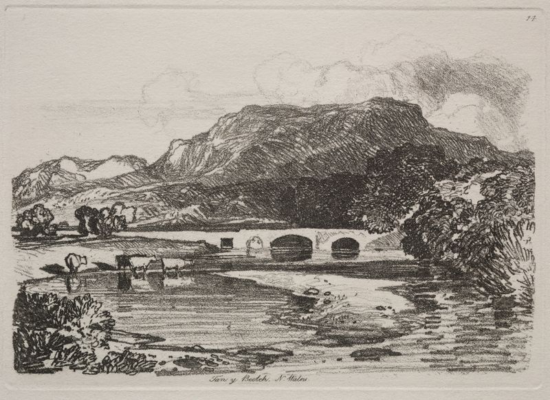 Paisaje con un valle y un arroyo de John Sell Cotman, pintura al óleo