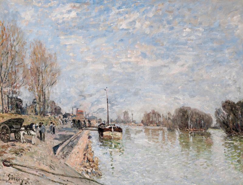 La Seine à Suresnes by Alfred Sisley, oil on canvas, depicting a tranquil river with soft light.