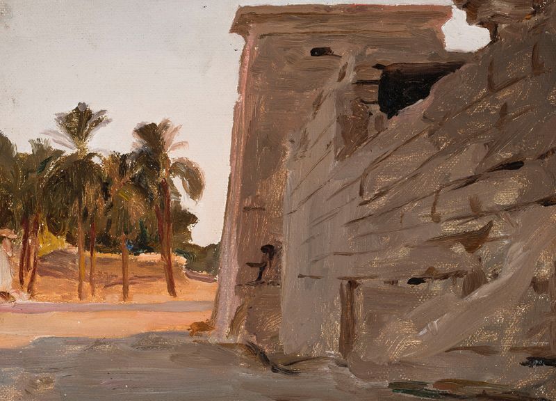 Templo de Khonsu em Karnak, óleo sobre tela de Jan Ciągliński