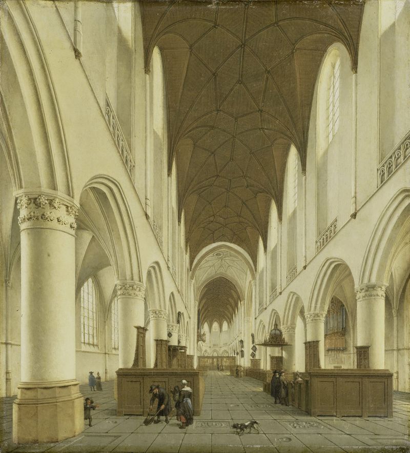 Interior of Saint Bavo’s Church in Haarlem, oil painting by Isaak van Nickelen
