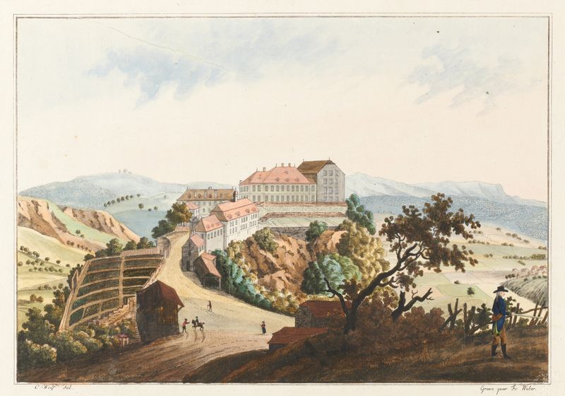Paisaje con Schlos Thorberg, pintura al óleo de Caspar Wolf