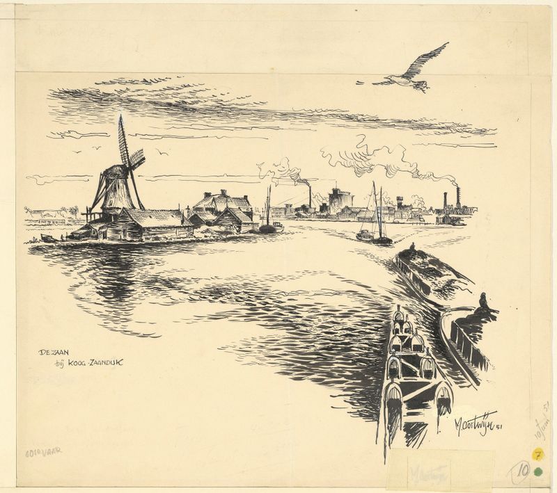 Paisaje impresionista de Maarten Oortwijn que representa una escena de río tranquila.