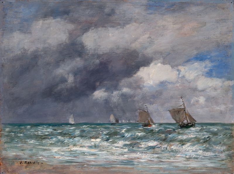 Veleiros perto de Trouville, óleo sobre tela de Eugène Boudin