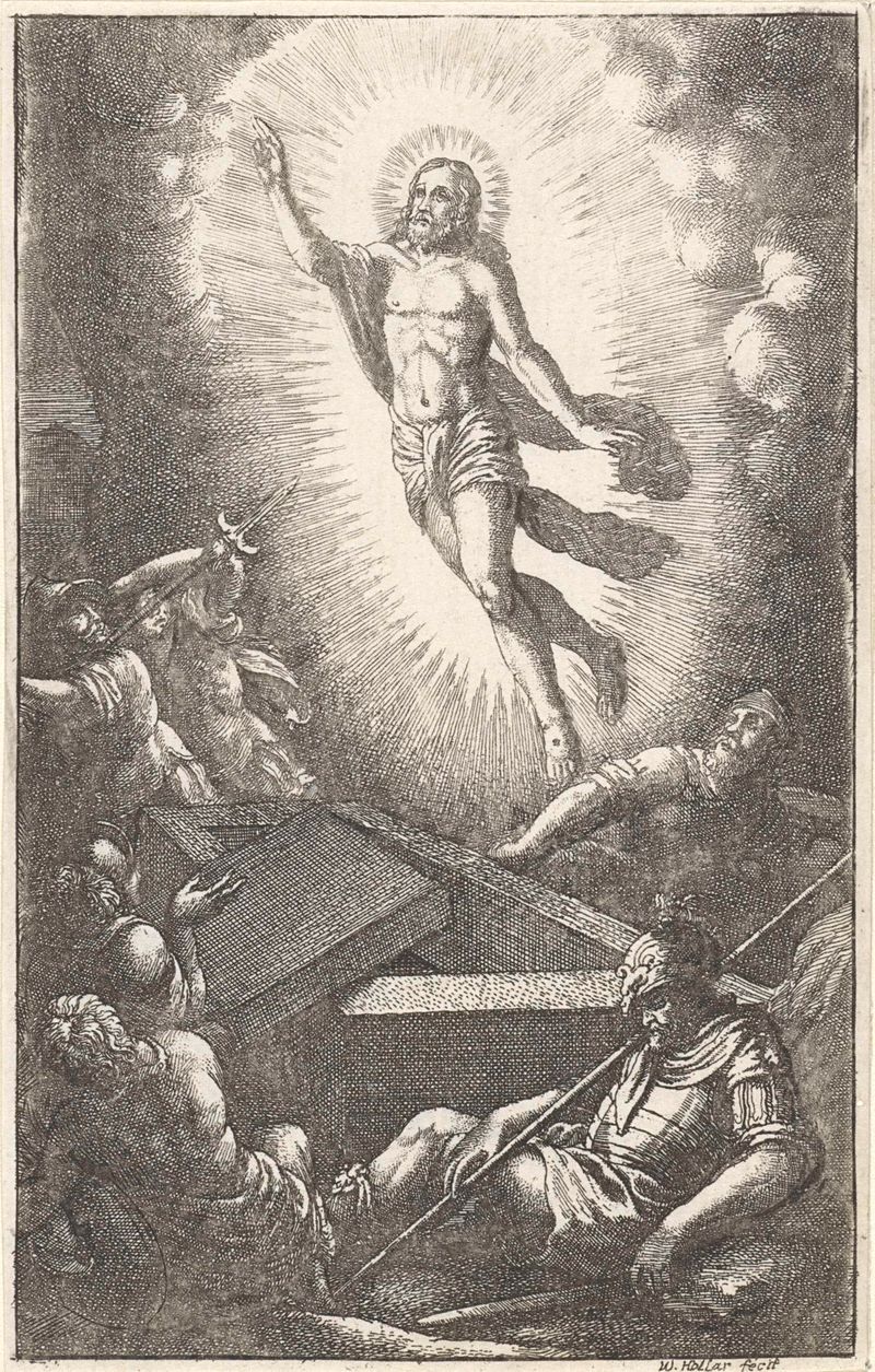 Gravura de Wenceslaus Hollar mostrando Cristo irradiando luz na escuridão