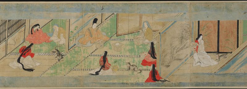 Tale of the Rat de Tosa Mitsunobu, ouro sobre papel de arroz representando uma narrativa com ratos