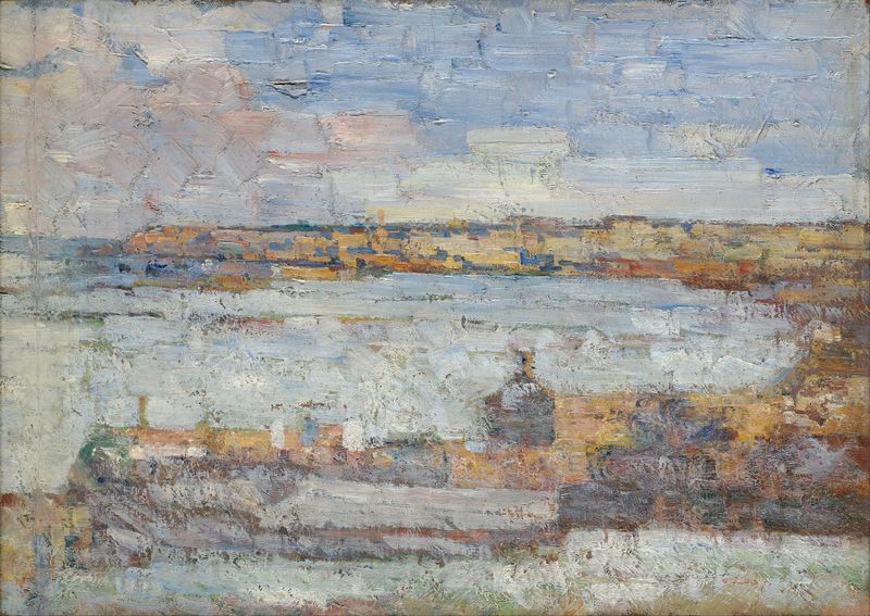Vista da paisagem de Belgrado por Kosta Miličević, meio desconhecido