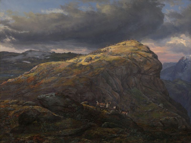 Landscape of Stugunøset at Filefjell, oil painting by Johan Christian Dahl